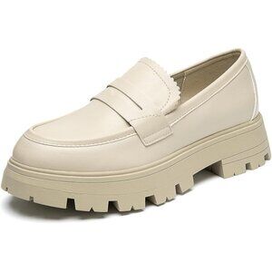 Cestfini Platform Chunky Loafers For Women Size 7.5 Faux Leather Pull-On